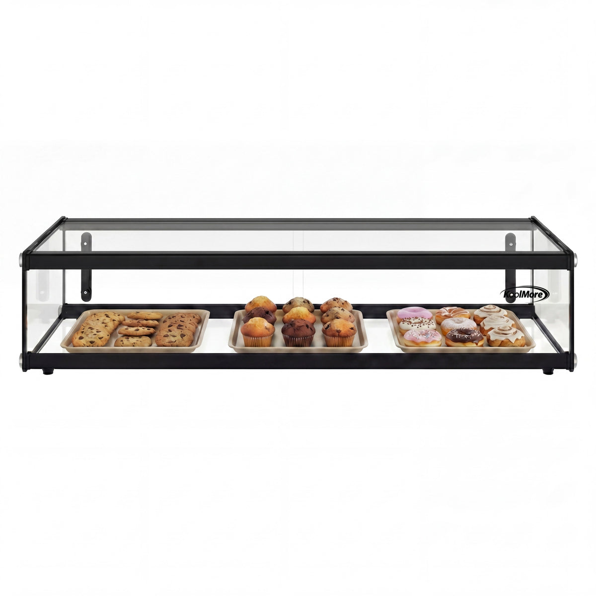 KoolMore KM-DC-17SBK 36-Inch Non-Refrigerated Countertop Display Case — 1.5 cu. ft., Black and Glass