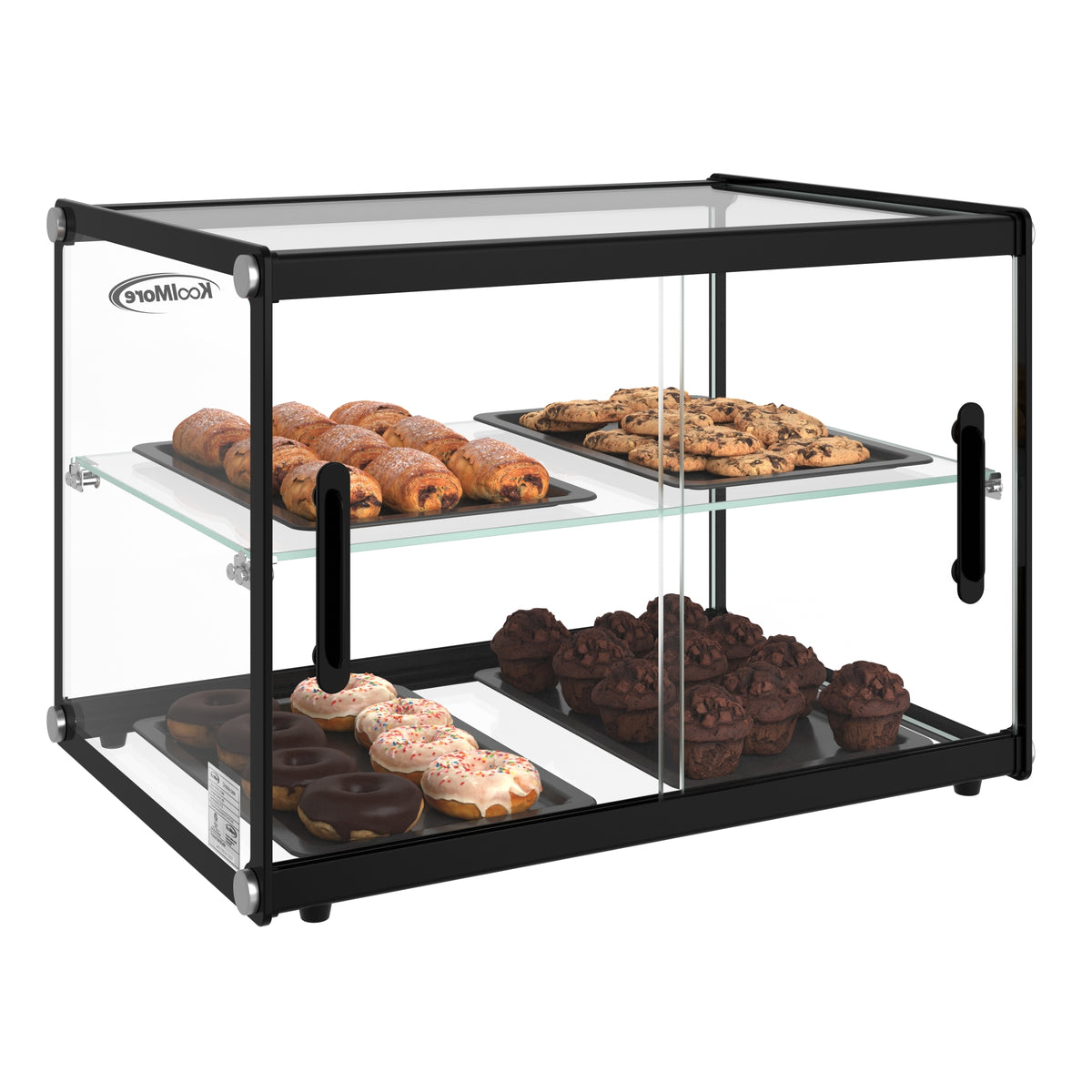 KoolMore KM-DC-2CSBK 22-Inch Non-Refrigerated Pastry Display Case — 2.2 cu. ft., 2 Doors, Black