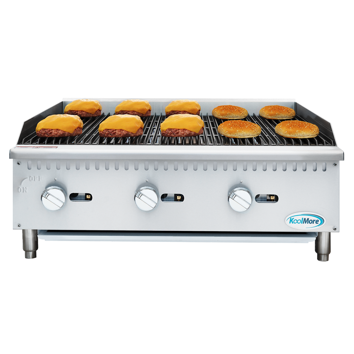 KoolMore KM-GCB3-36M 36-Inch Gas Charbroiler β 3 Burners, Silver