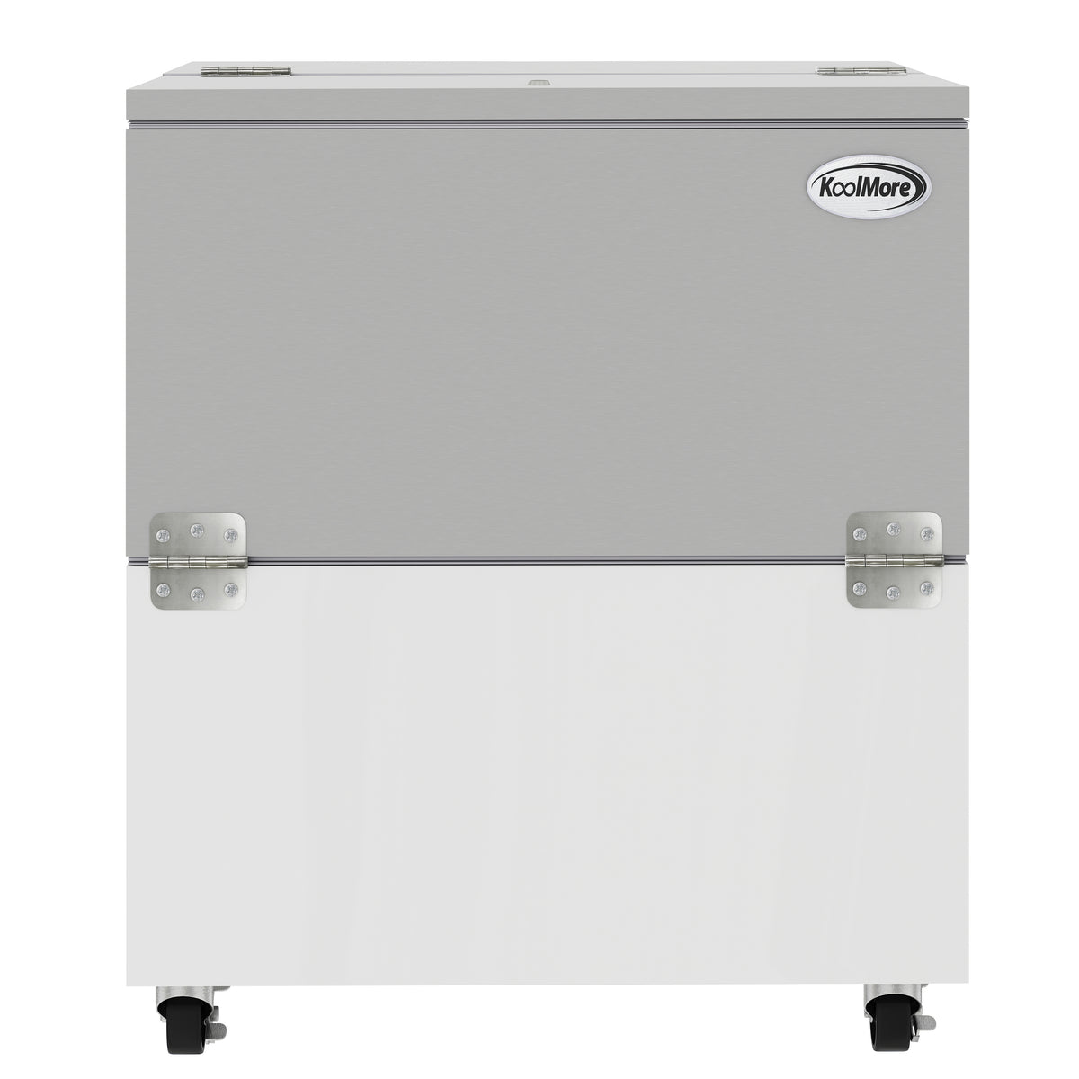 KoolMore KM-MC34-HDC 34-Inch Milk Cooler — 2 Doors, White And Stainless-Steel