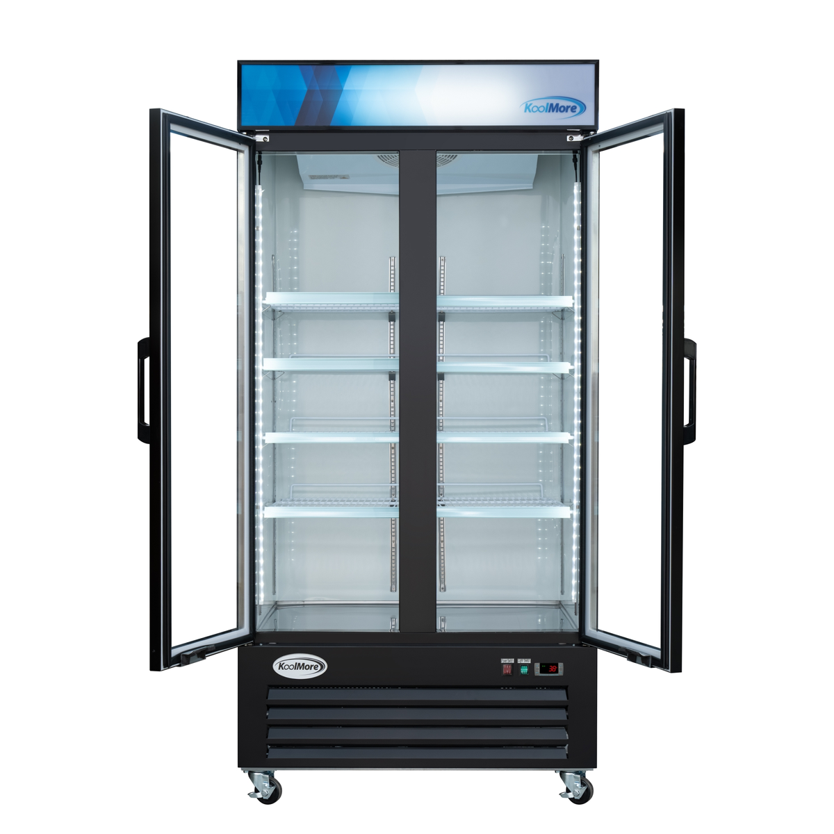 KoolMore KM-MDR-2GD-33CSW 40-Inch Refrigerated Bakery Display Case — 33 cu. ft., 2 Doors, Black