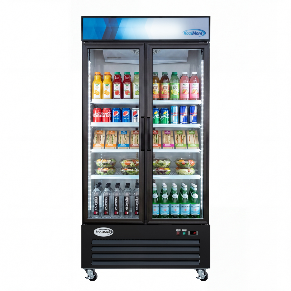 KoolMore KM-MDR-2GD-33CSW 40-Inch Refrigerated Bakery Display Case — 33 cu. ft., 2 Doors, Black