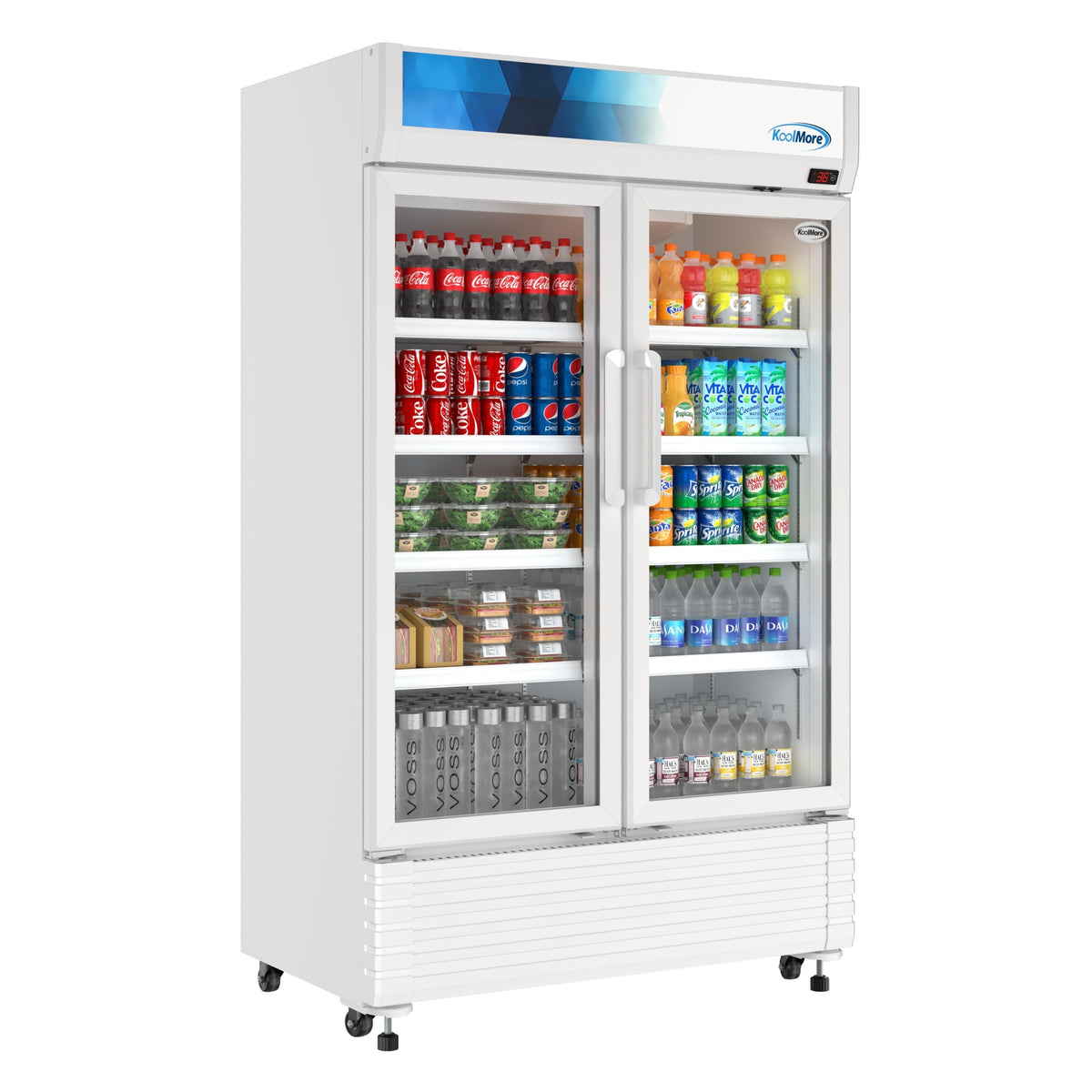KoolMore KM-MDR-2GD-47 47-Inch Glass Door Merchandiser Refrigerator β 29 cu. ft., 2 Doors