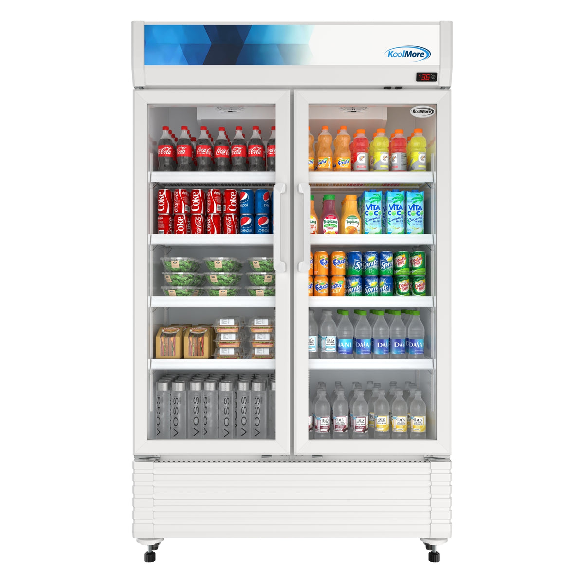 KoolMore KM-MDR-2GD-47 47-Inch Glass Door Merchandiser Refrigerator β 29 cu. ft., 2 Doors