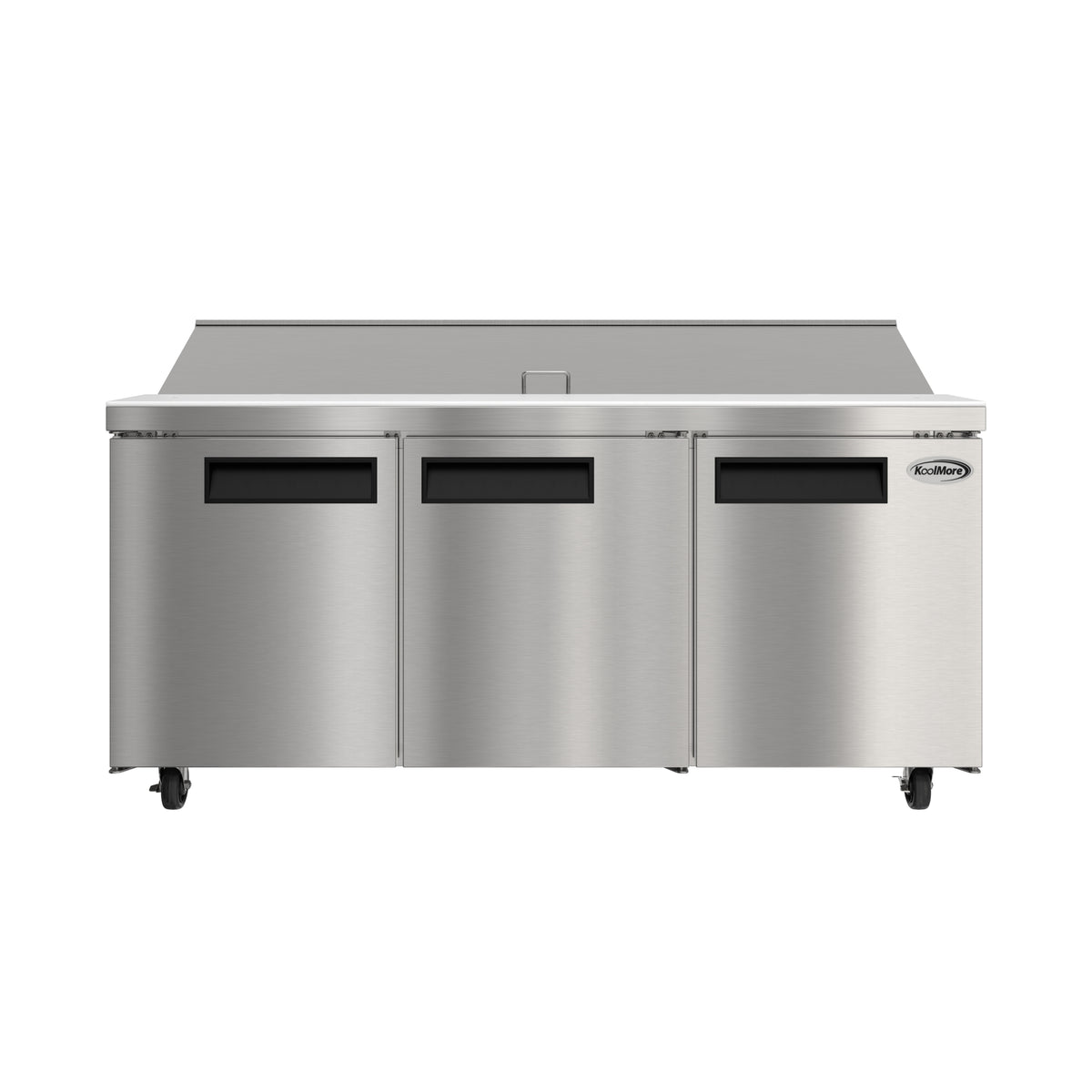 KoolMore KM-PTR70-3D 70-Inch Sandwich / Salad Prep Table β 22 cu. ft., 3 Doors, Stainless-Steel