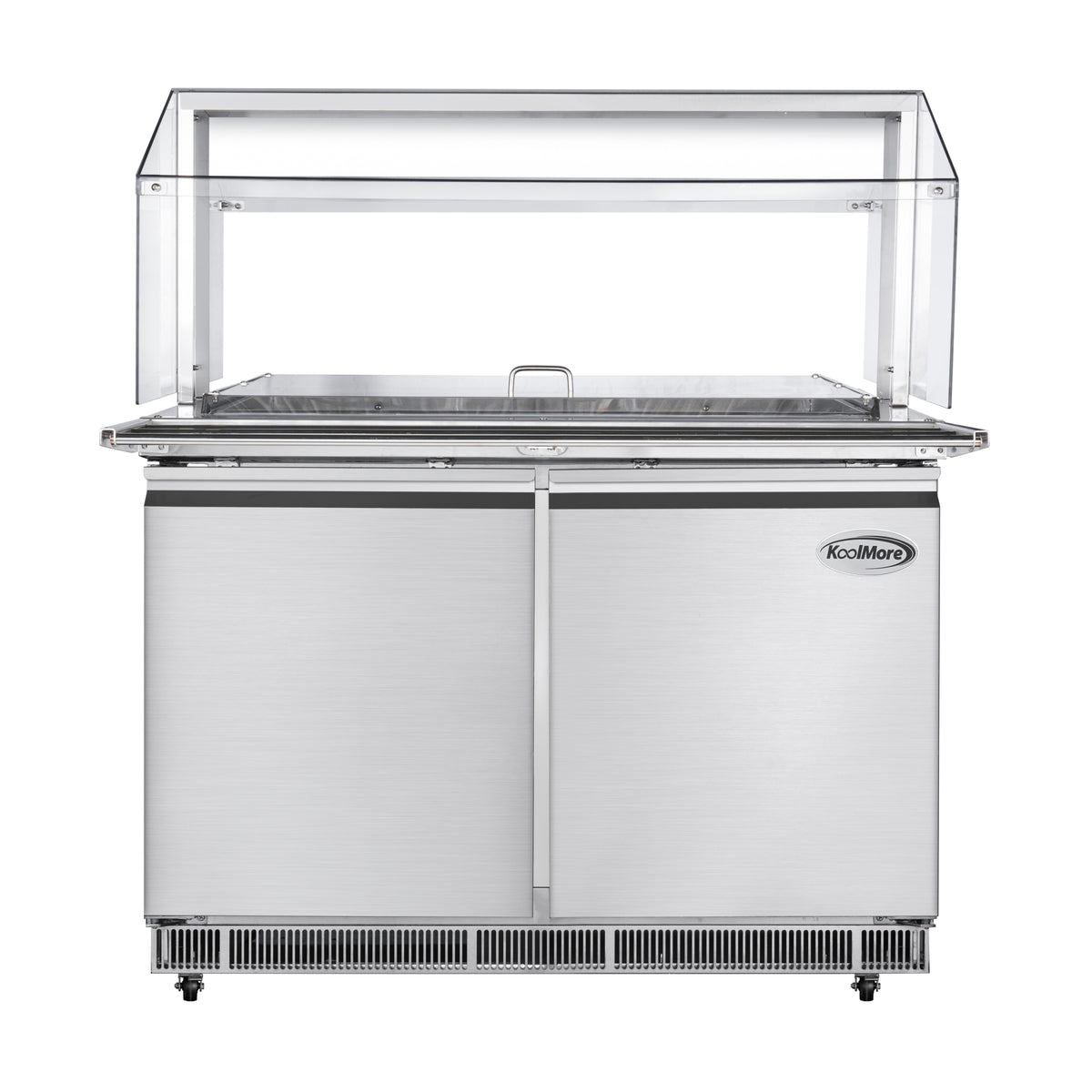 KoolMore KM-RBT-48CSFG 48-Inch Refrigerated Pizza Prep Table — 2 Doors
