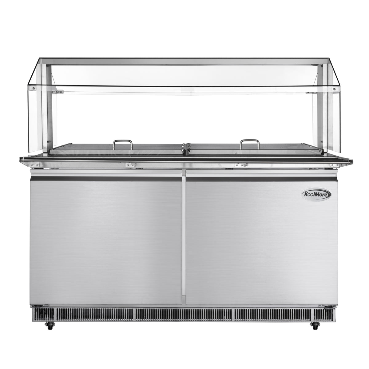 KoolMore KM-RBT-60CSFG 60-Inch Refrigerated Pizza Prep Table — 2 Doors