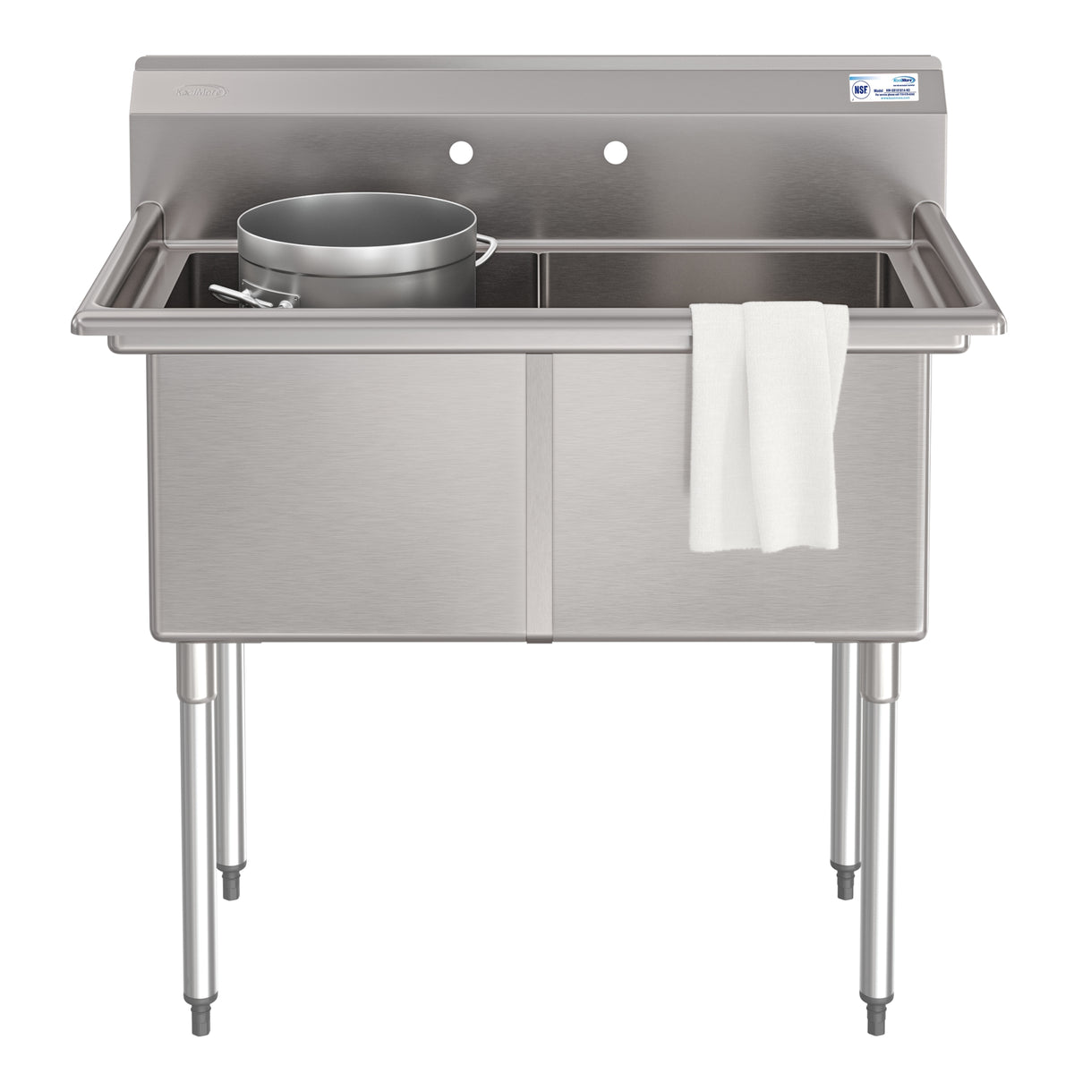 KoolMore KM-SB181814-N3 42-Inch Two Compartment Sink β silver gray