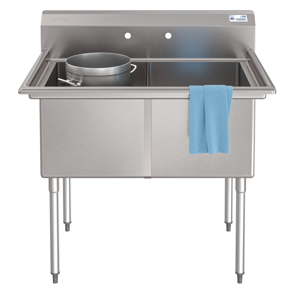 KoolMore KM-SB182414-N3 42-Inch Two Compartment Sink β silver gray