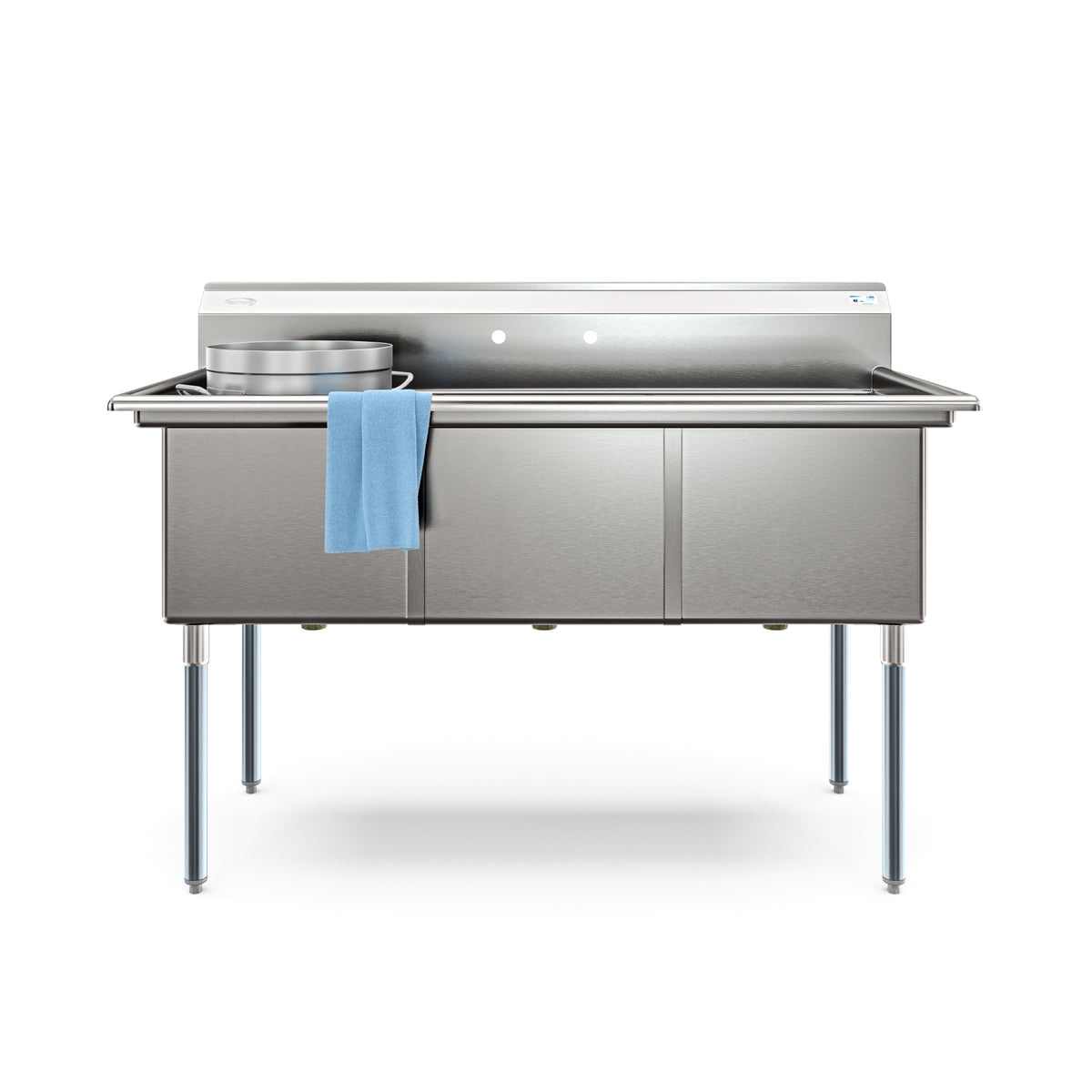 KoolMore KM-SC182414-N3 60-Inch Three Compartment Sink β Stainless-Steel
