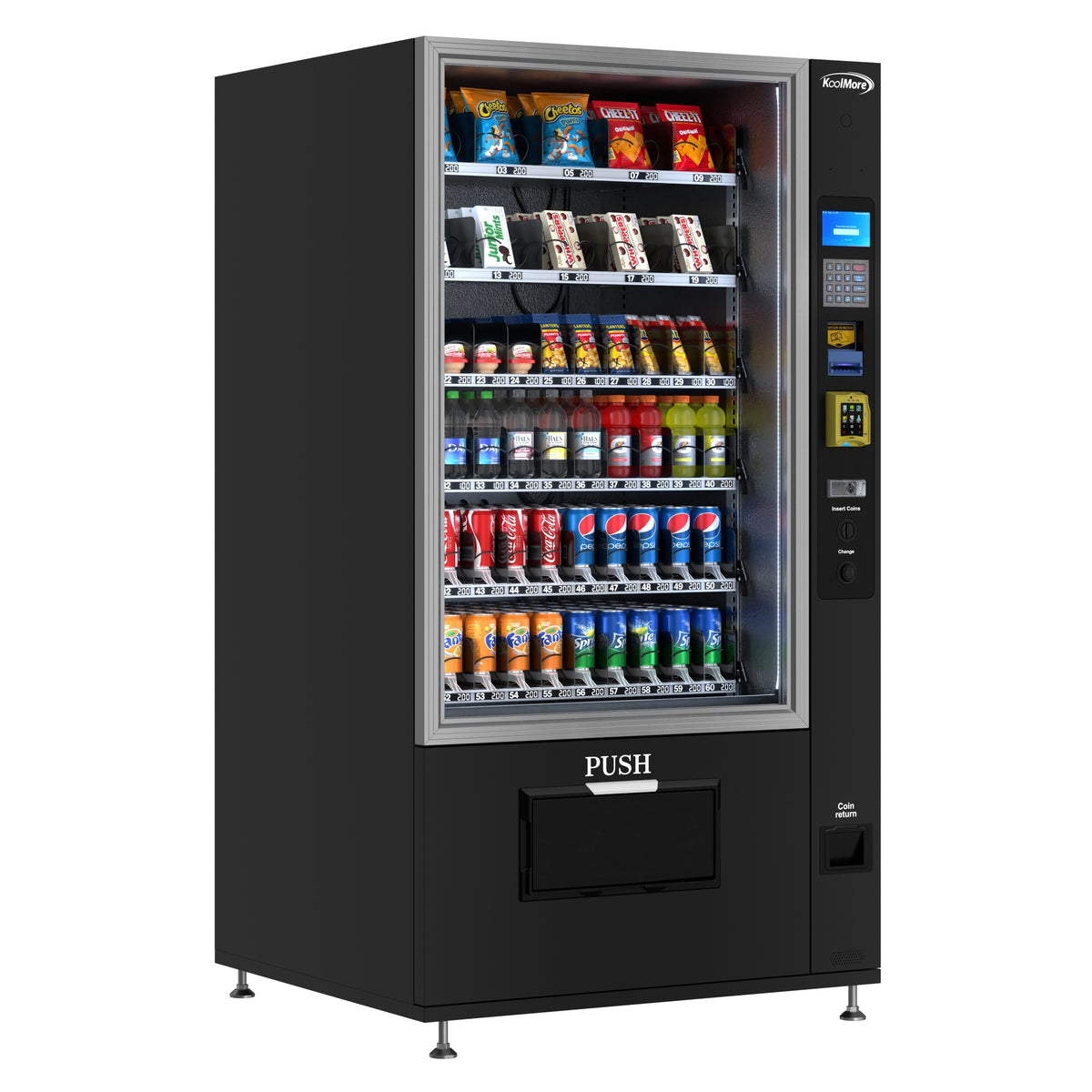 KoolMore KM-VMR-40-BR Refrigerated Vending Machine β 60 Slots, 2 Doors, Black