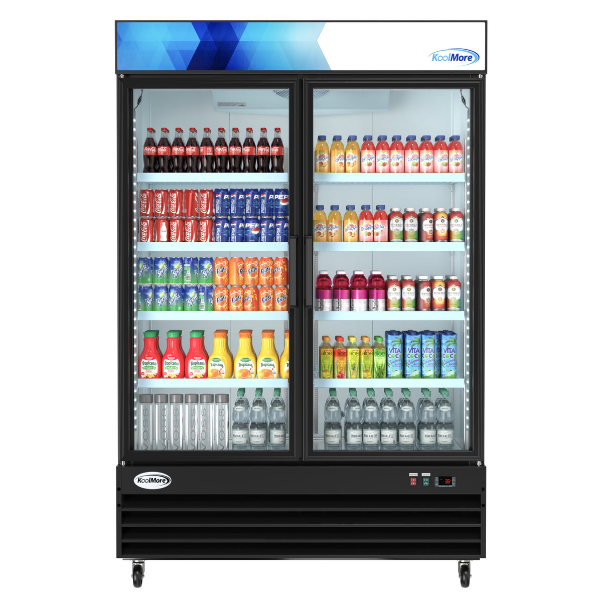 KoolMore MDR-2GD-45C 53-Inch Glass Door Merchandiser Refrigerator β 45 cu. ft., 2 Doors