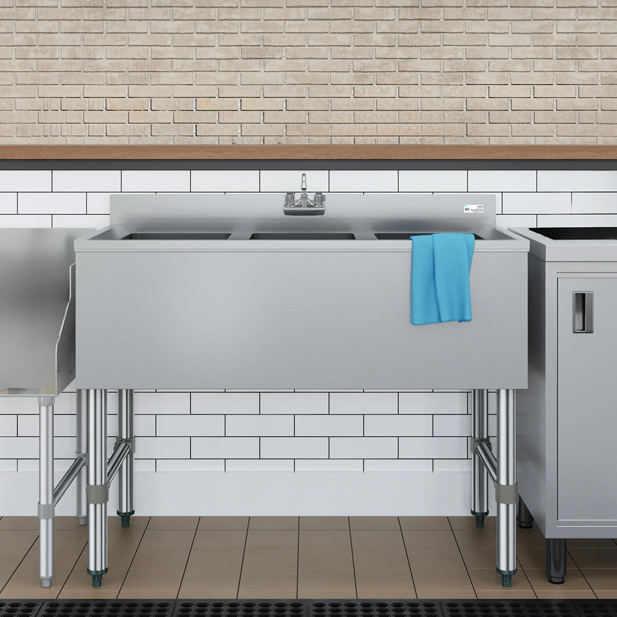 KoolMore SBR3B38-320 38-Inch Underbar Sink — Brushed Stainless-Steel
