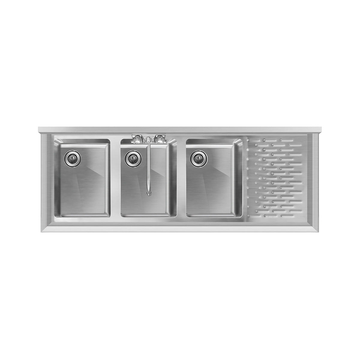 KoolMore SBR3B48-R-320 48-Inch Underbar Sink — Brushed Stainless-Steel