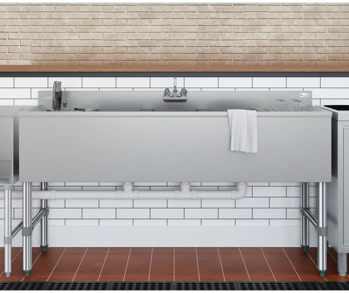 KoolMore SBR3B60-LR-320 60-Inch Underbar Sink — Brushed Stainless-Steel