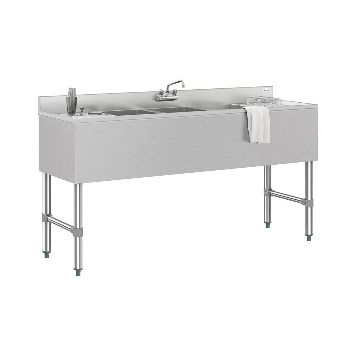 KoolMore SBR3B60-LR-320 60-Inch Underbar Sink β Brushed Stainless-Steel