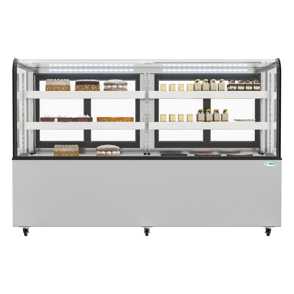 KoolMore BDC-20C 71-Inch Non-Refrigerated Bakery Display Case β 20 cu. ft., 4 Doors, Black