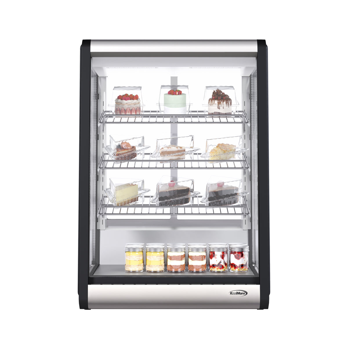 KoolMore CDC-49-SS 24-Inch Refrigerated Countertop Display Case β 2 Doors, Black