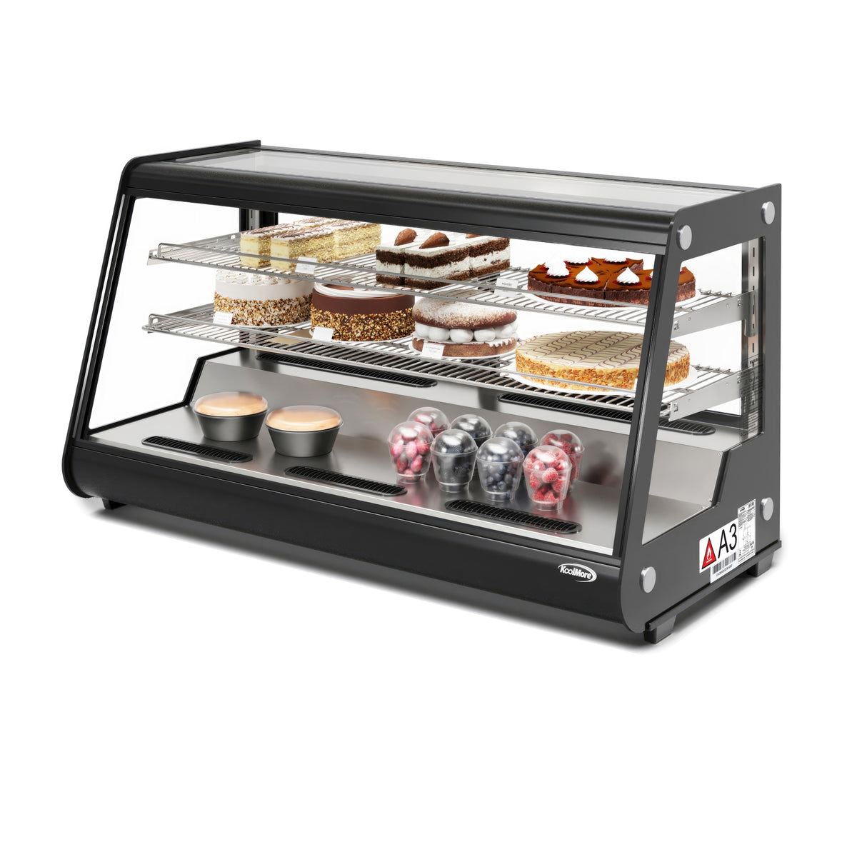 KoolMore CDC-7C-BK 48-Inch Refrigerated Countertop Display Case — 7 cu. ft., 2 Doors, Black