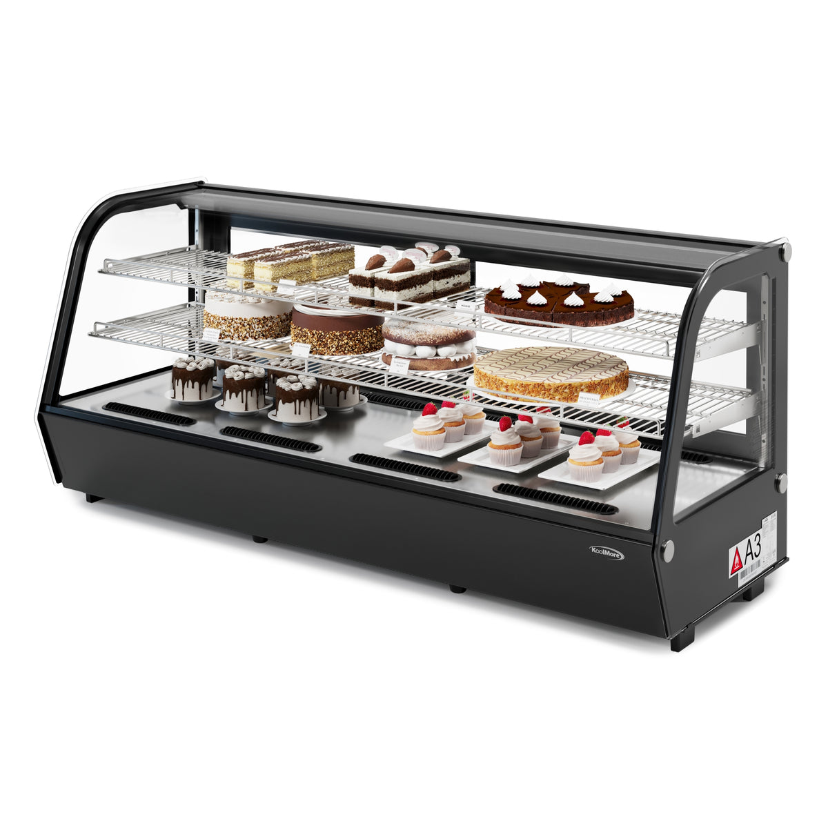 KoolMore CDC-8C-BK 60-Inch Refrigerated Countertop Display Case — 8 cu. ft., 2 Doors, Black