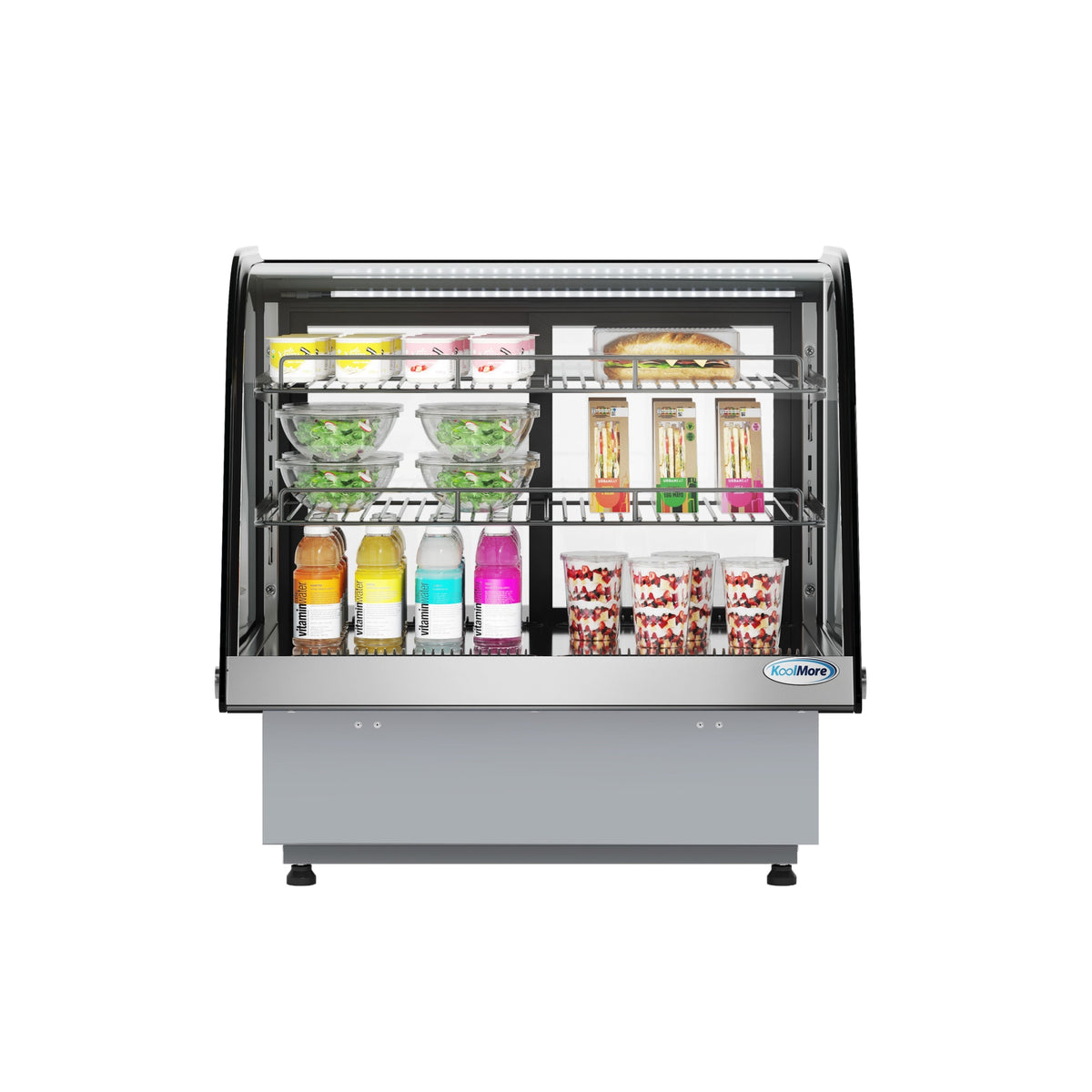 KoolMore DICDC-120-BK 27-Inch Refrigerated Countertop Display Case — 2 Doors, Stainless-Steel