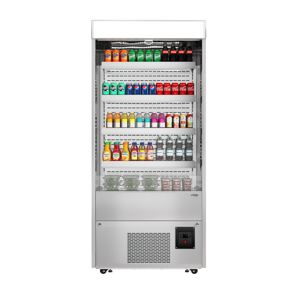 KoolMore KM-CDA-18C-SS 35.3-Inch Open Air Merchandiser Refrigerator — 18 cu. ft., Stainless-Steel