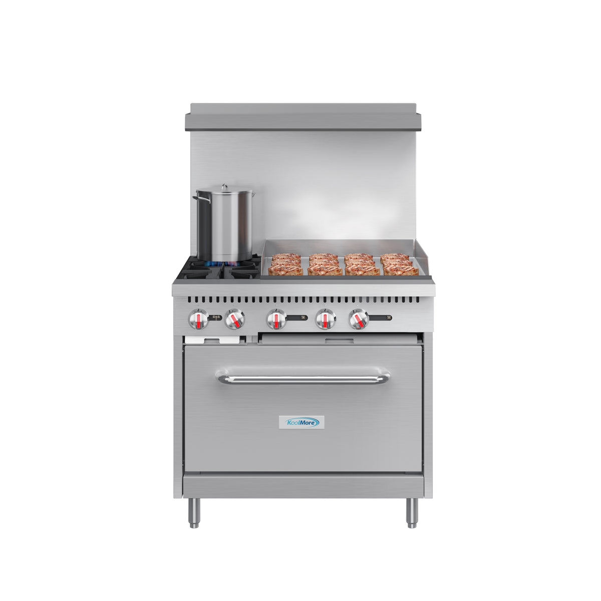 KoolMore KM-CRG36-NG 36-Inch Gas Range β 2 Burners, Stainless-Steel