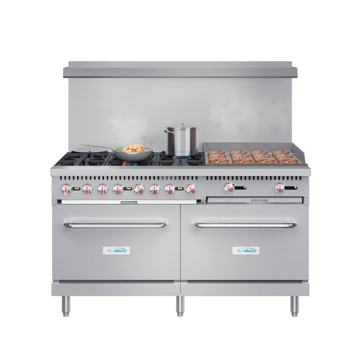 KoolMore KM-CRG60-NG 60-Inch Gas Range β 6 Burners, Stainless-Steel