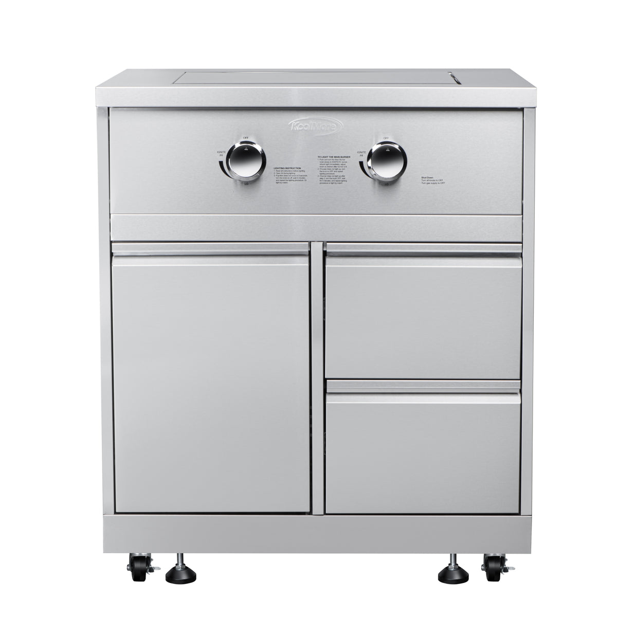 KoolMore KM-OKS-SBC 32-Inch Gas Range β 2 Burners, 2 Drawers, Stainless Steel