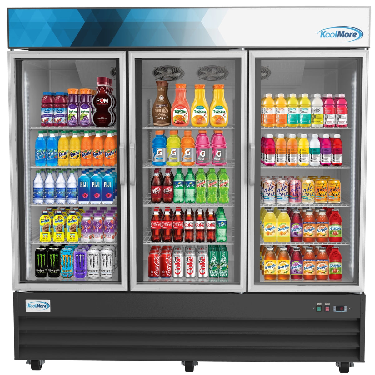 KoolMore MDR-3GD 78-Inch Glass Door Merchandiser Refrigerator β 53 cu. ft., 3 Doors