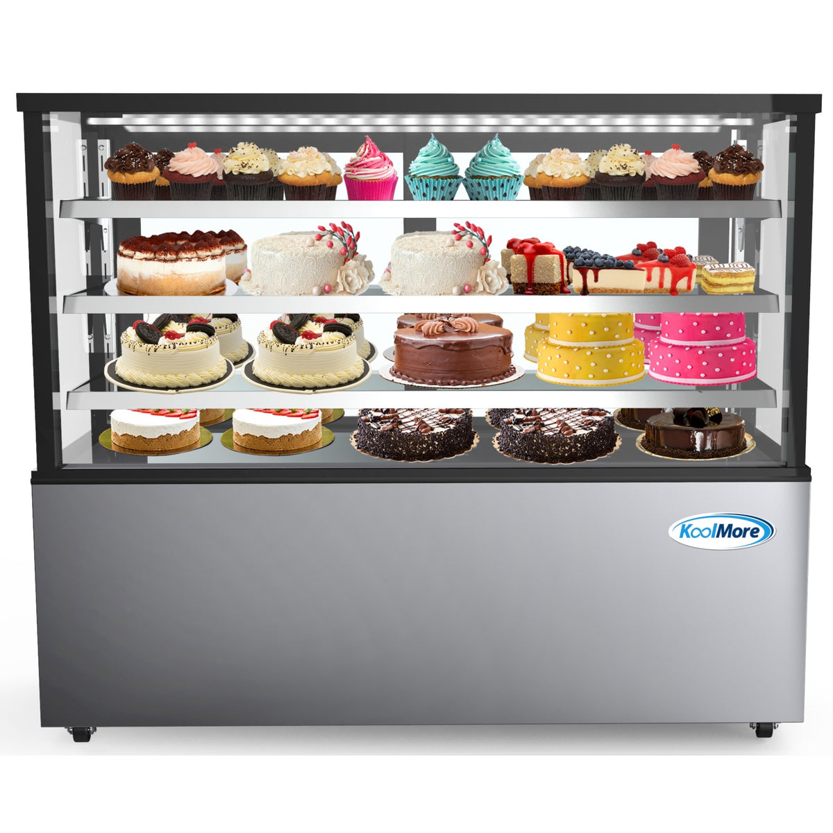 KoolMore RBD30C 71-Inch Refrigerated Bakery Display Case β 30 cu. ft., 2 Doors, Stainless-Steel