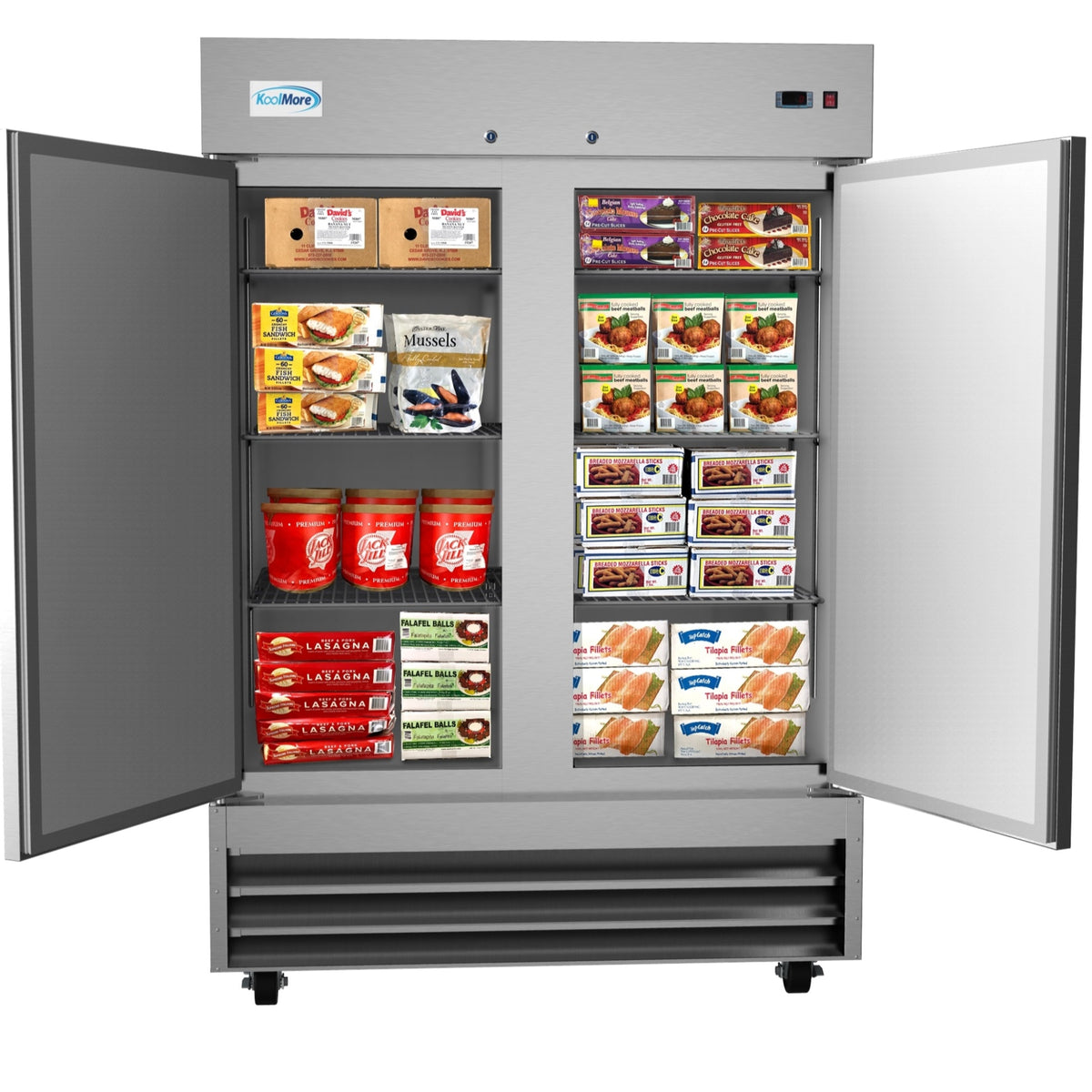 KoolMore RIF-2D-SS 54-Inch Reach-In Freezer β 47 cu. ft., 2 Doors