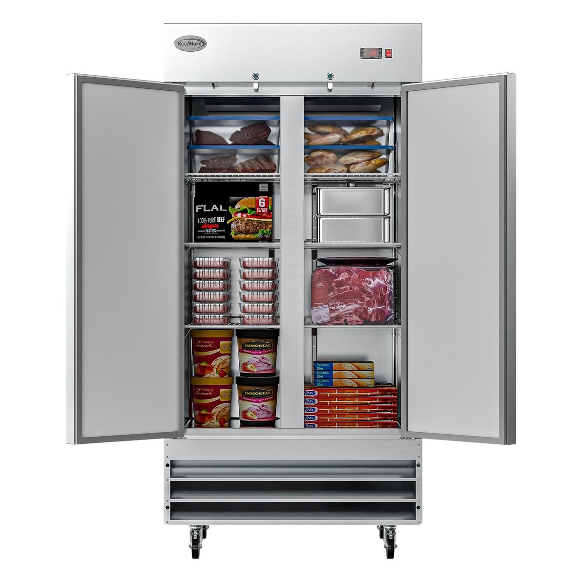KoolMore RIF-2D-SS35C 39-Inch Reach-In Freezer β 30 cu. ft., 2 Doors, Stainless-Steel