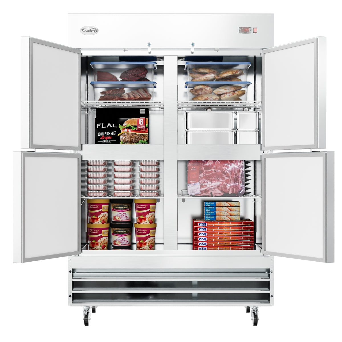 KoolMore RIF-2D-SSHD 54-Inch Reach-In Freezer β 47 cu. ft., 4 Doors