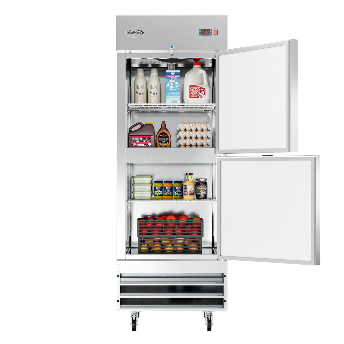 KoolMore RIR-1D-SSHD 29-Inch Reach-In Refrigerator β 23 cu. ft., 2 Doors