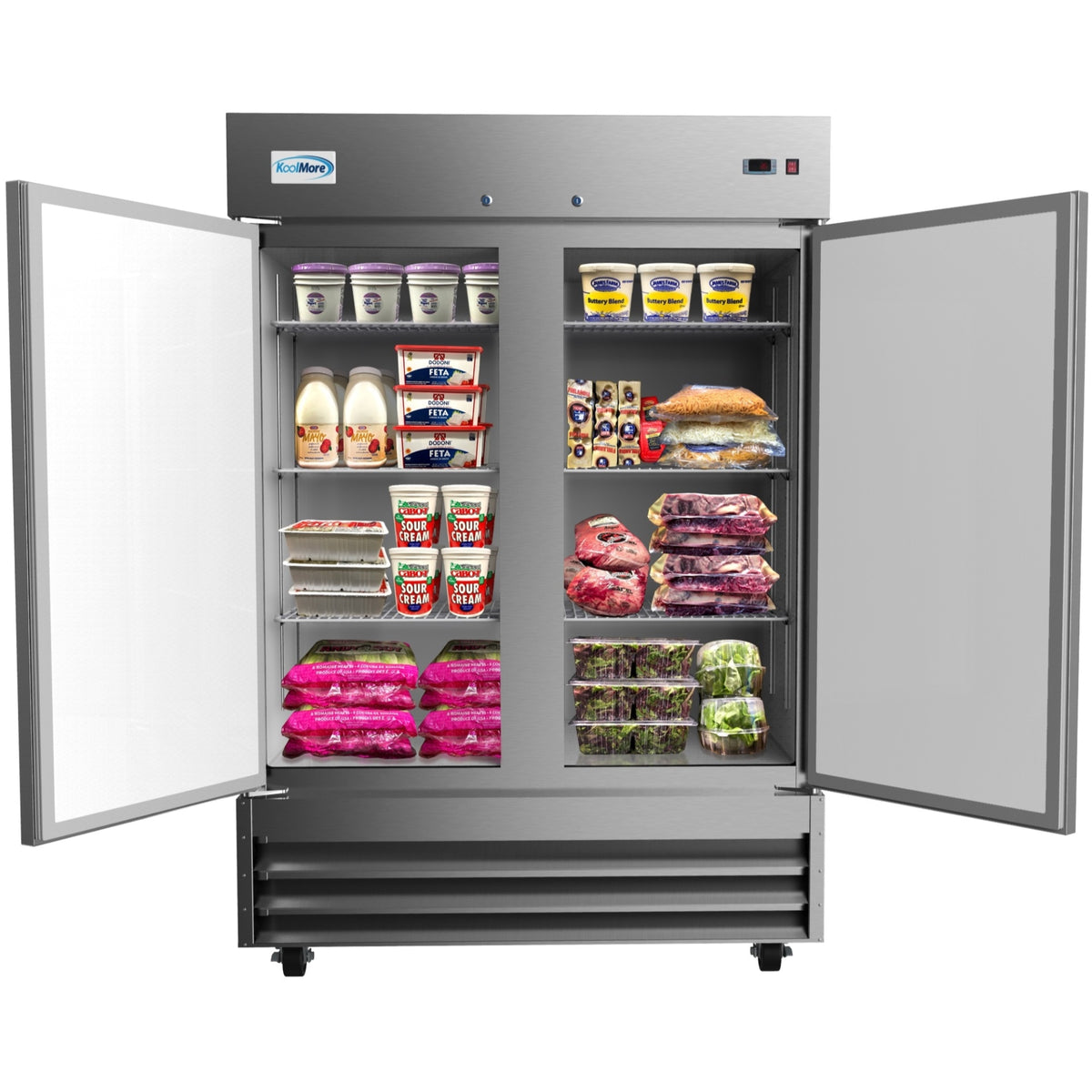 KoolMore RIR-2D-SS 54-Inch Reach-In Refrigerator β 47 cu. ft., 2 Doors
