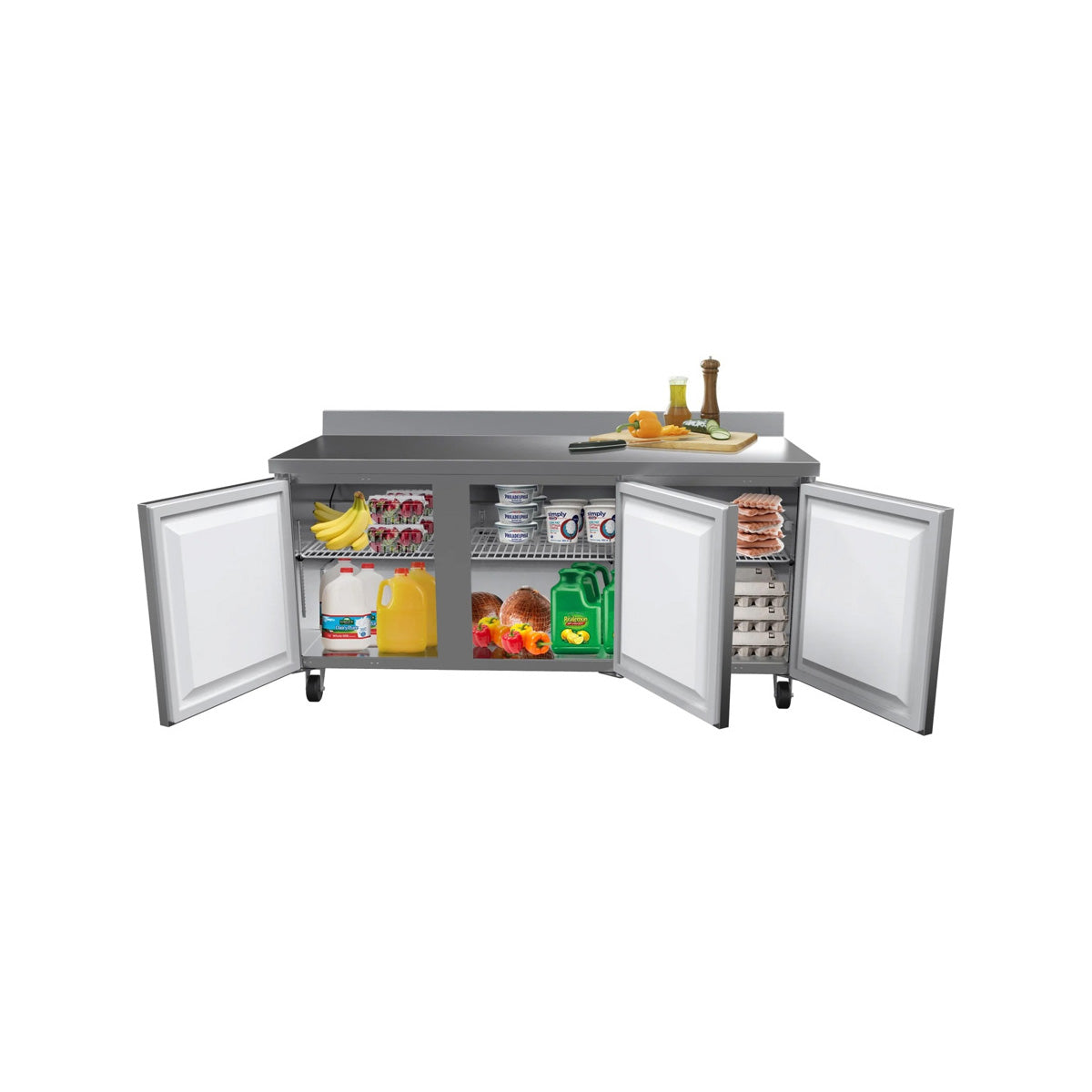 KoolMore RWT-3D-16C 72-Inch Worktop Refrigerator — 16.9 cu. ft., 3 Doors