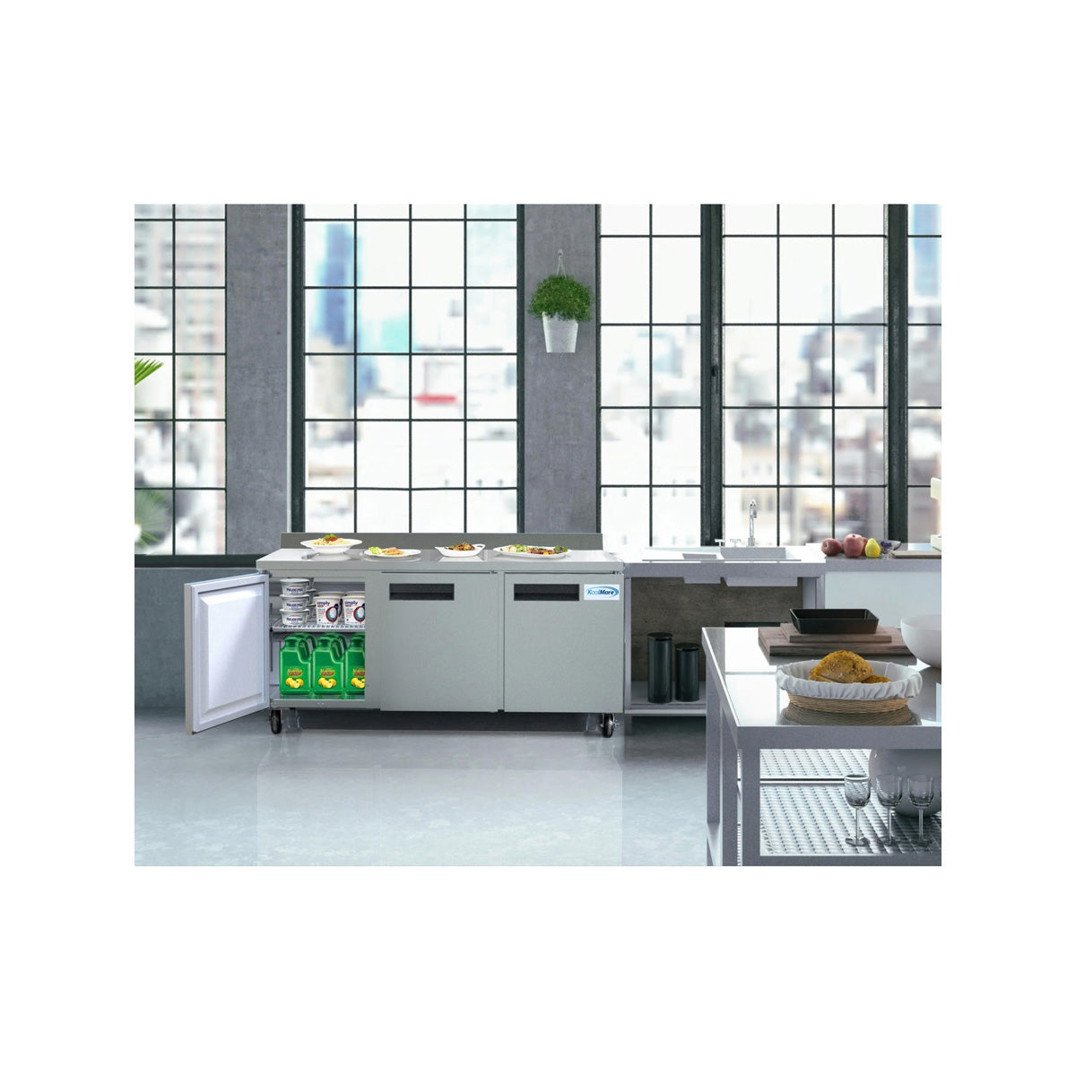 KoolMore RWT-3D-16C 72-Inch Worktop Refrigerator — 16.9 cu. ft., 3 Doors