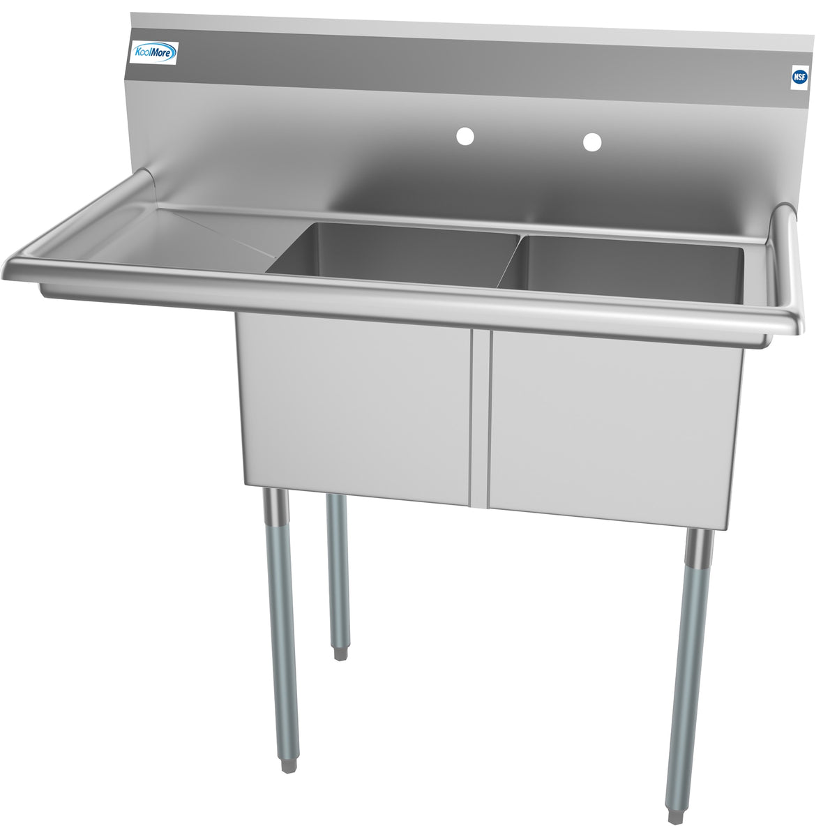 KoolMore SB141611-12L3 43-Inch Two Compartment Sink β Stainless-Steel