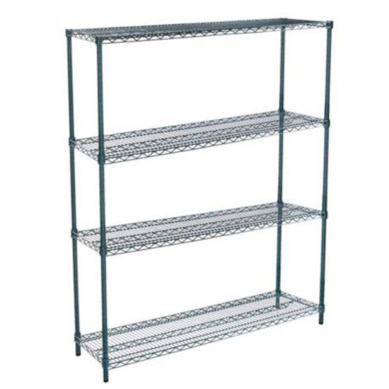 14"D x 60"L x 74"H Green Epoxy Wire Shelving Kit, 4-Shelf, NSF Listed
