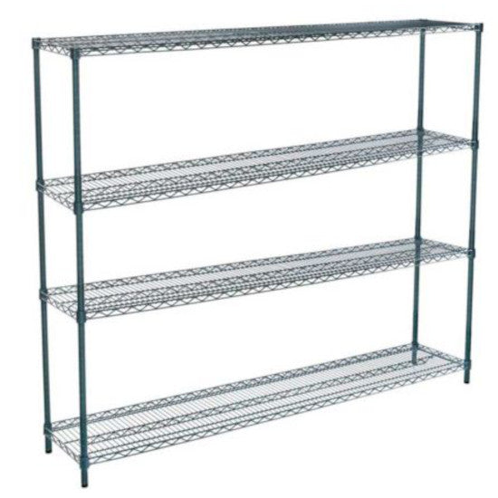 14"D x 72"L x 74"H Green Epoxy Wire Shelving Kit, 4-Shelf, NSF Listed