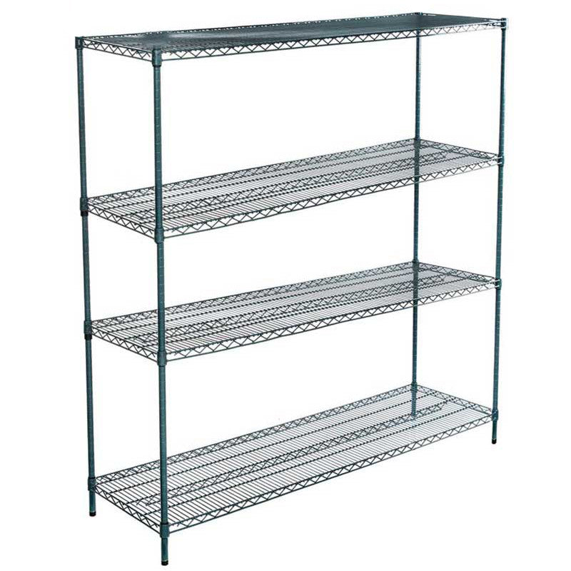 21"D x 60"L x 74"H Green Epoxy Wire Shelving Kit, 4-Shelf, NSF Listed