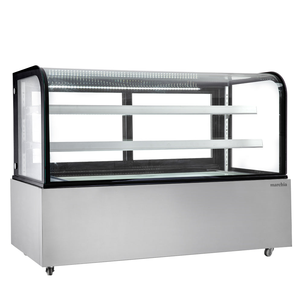Marchia MB72 72" Curved Glass Refrigerated Bakery Display Case, Stainless Steel