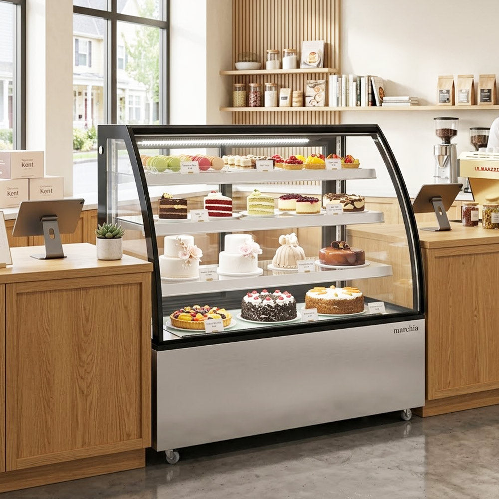 Marchia MBT60 60" Curved Glass Refrigerated Bakery Display Case, High Volume