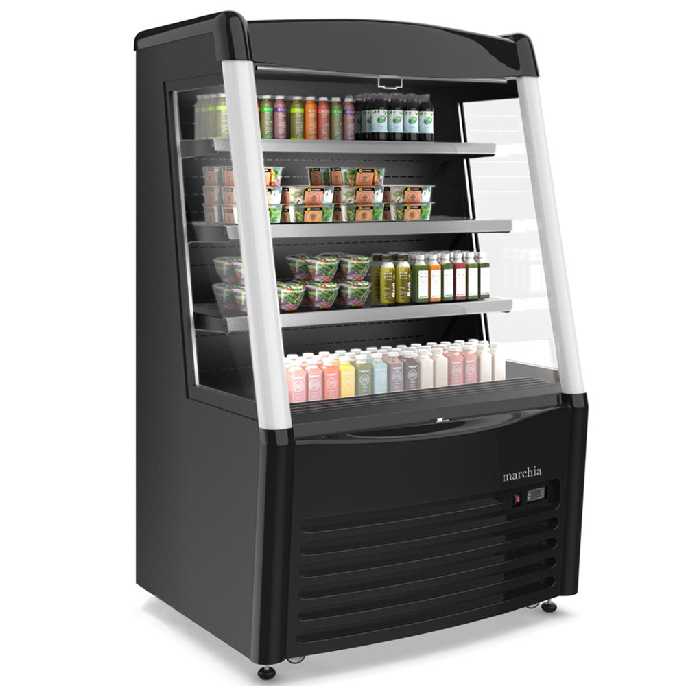 Marchia MDS390 36" Black Open Air Cooler, Grab and Go Refrigerator