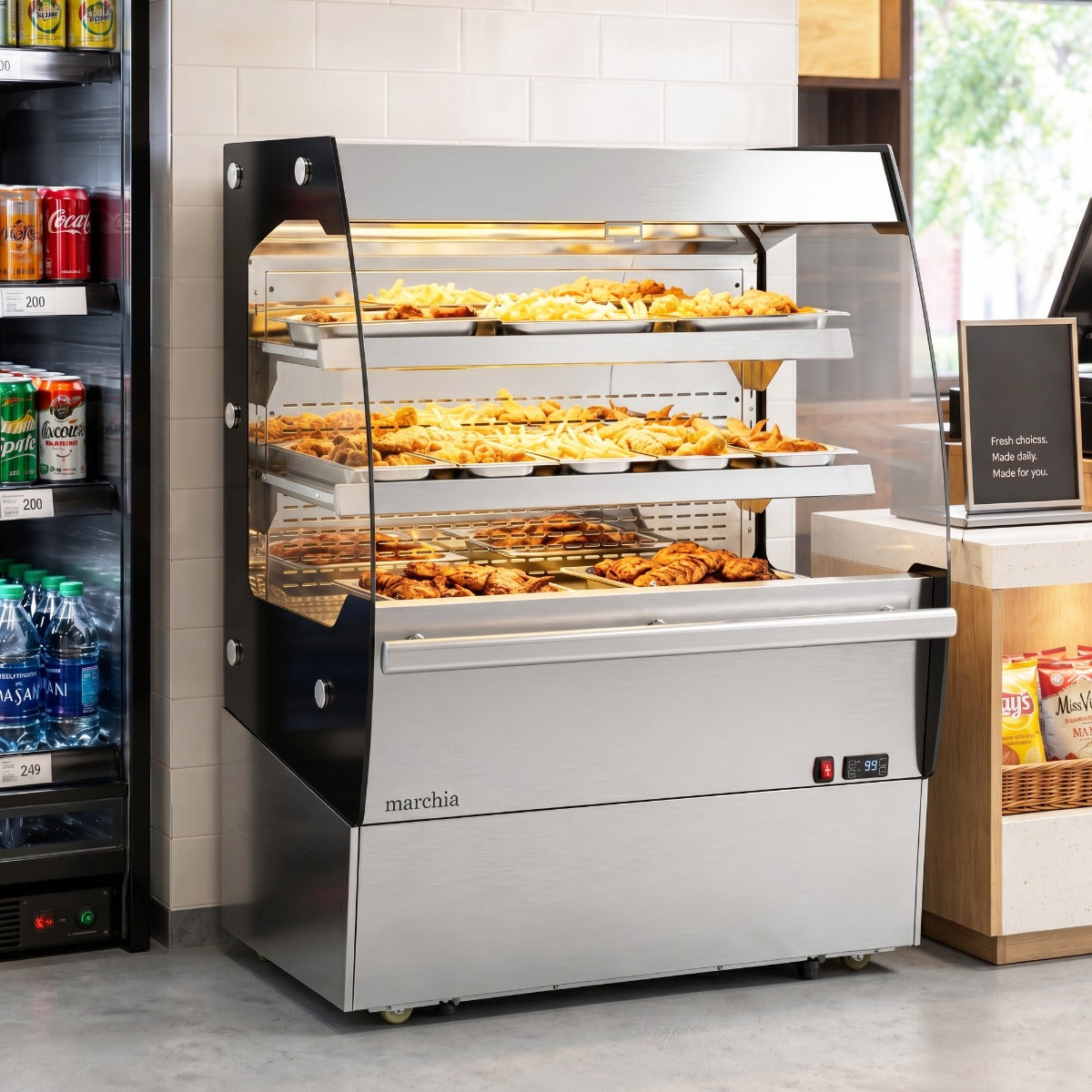 Marchia MHS200 40" Open Heated Display Warming Case Grab and Go
