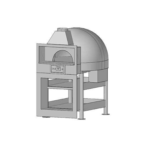 Marra Forni EF110W enclosed facade brick pizza oven on steel stand, front view (representative image)