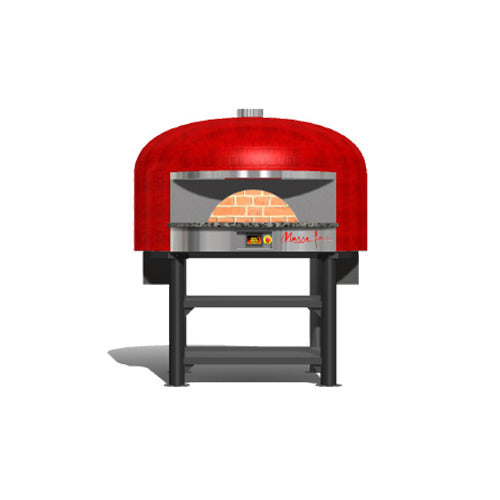 Marra Forni NP140W Neapolitan brick pizza oven with red tiled dome on a black steel stand, front view (representative image)