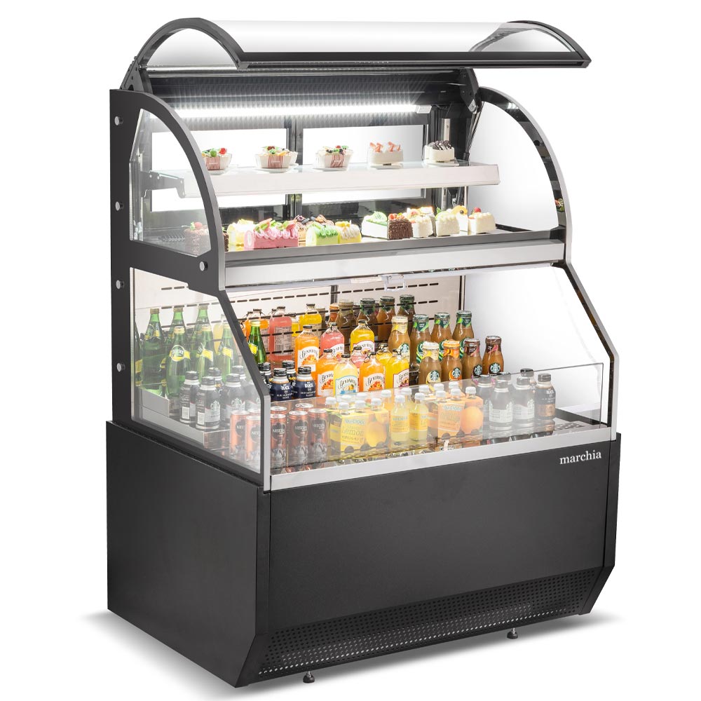 Marchia MSTAR48 48" Black Dual Service Open Air Display Case Merchandiser