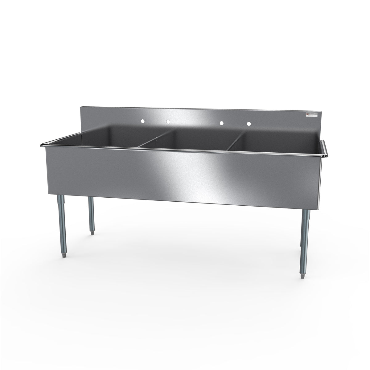 NBR Equipment 3BSG-1818 57" Three Compartment Sink, 18"W x 18"L Bowl Without Drainboard